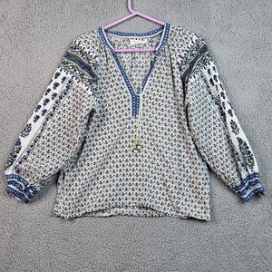 Emerson Fry Blue and White Patterned Top